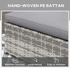 Grey cushion on hand-woven PE rattan lounge chair with weather-resistant cover