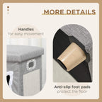 Grey cat cube bed with side carry handle and anti-slip foot pads