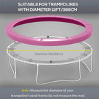 Pink trampoline spring cover pad shown over a trampoline frame