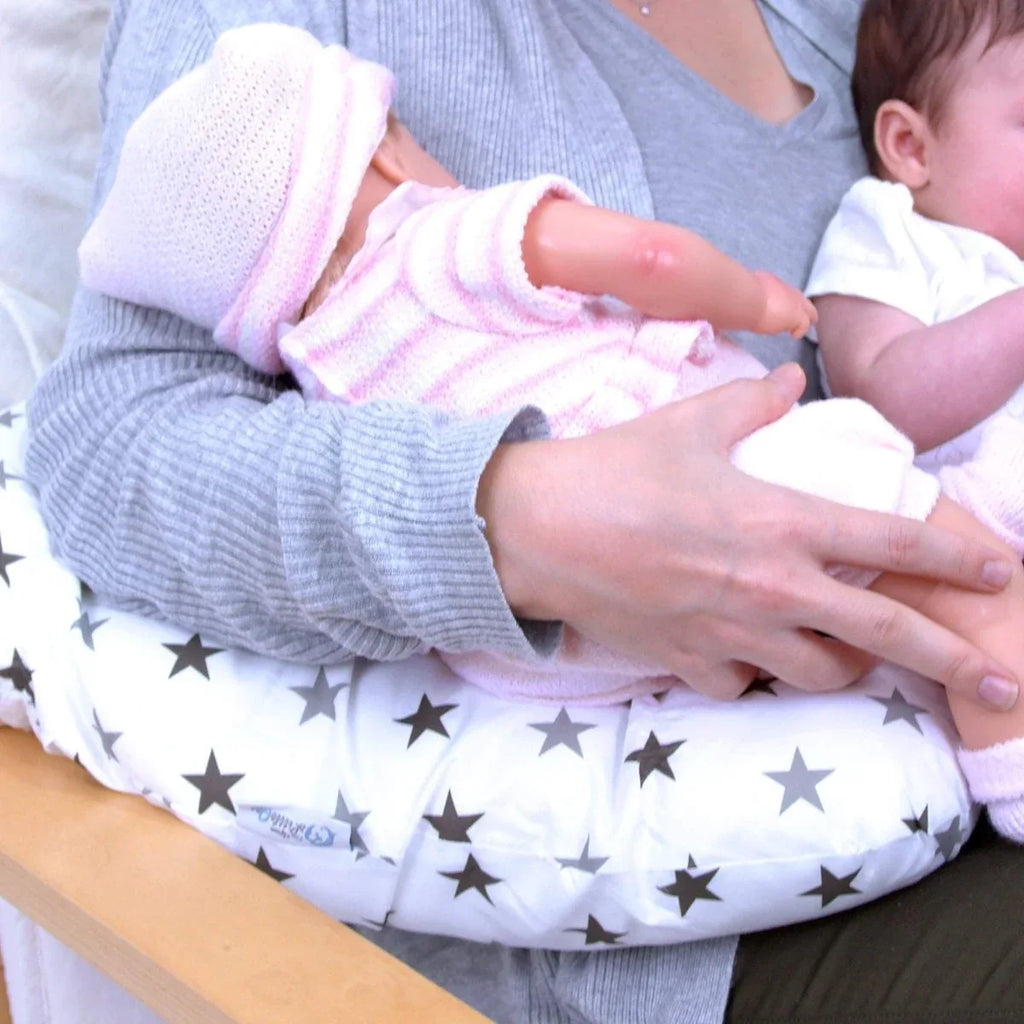 Twin Pregnancy Nursing Pillow - Silver Stars - Bobobiy
