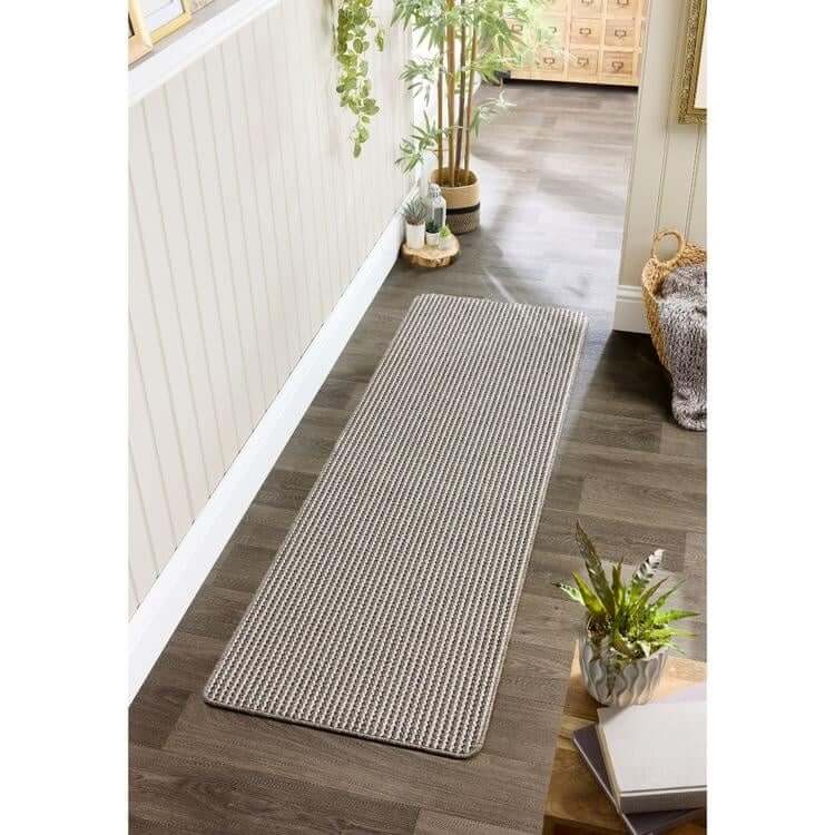 Twist Stripe Washable Mat and Runner Beige