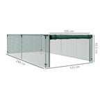 Green plant protection cage with door opening, wire mesh walls and green top tube.