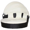 Five-Piece Rattan Garden Bed, with Canopy - Black/White - Bobobiy