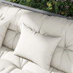 White square throw-style pillow with quilted seams on the patio cushion set