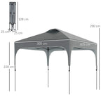 Dark gray pop-up gazebo canopy with four support legs and overhead frame