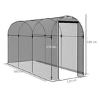 Galvanised steel fruit cage plant protection tent, black door opening, arched mesh panels