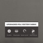 Grey outdoor cushion pad fabric with textured polyester weave close-up