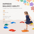 Kids crab-shaped stepping stones obstacle course set with multiple stones on the floor