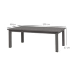 Rectangular outdoor coffee table, 100 cm by 60 cm slatted top, 37 cm height