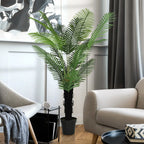 Homcom 175cm Artificial Areca Palm Tree with 16 PE Leaves, Decorative Artificial Plant with Plastic Pot and Flocked Soil