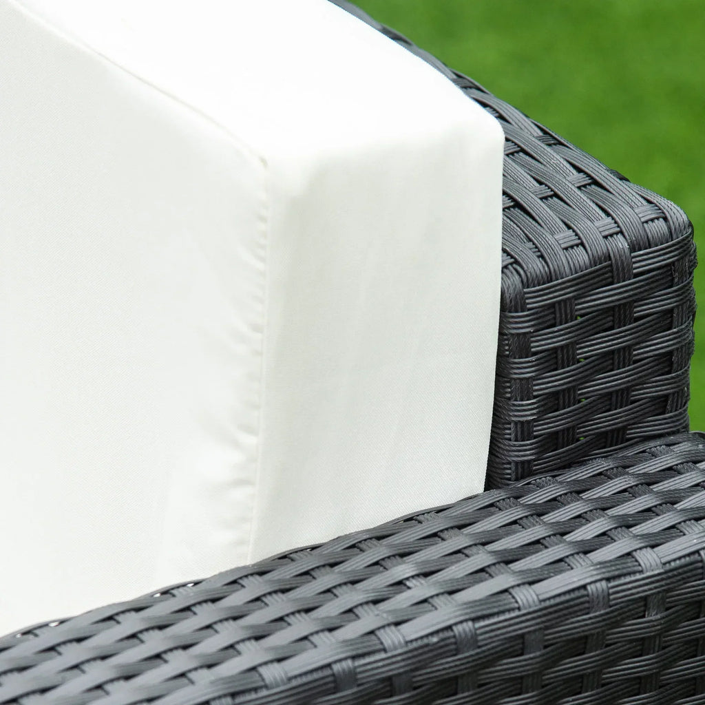 4-Seater Rattan Sofa Set Garden Rattan Furniture Wicker Steel Chair Seat Furniture Patio Rattan Garden Sofa Black - Bobobiy