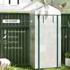White portable mini greenhouse with PE cover panel and metal frame side access