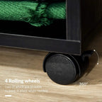 Black rolling wheels with lock on mobile wardrobe base