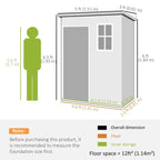 Grey outdoor storage shed layout with window and included floor space