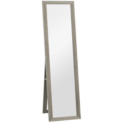 Grey rectangular full-length mirror with slim frame