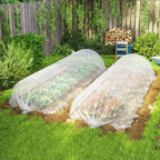 White PE mesh tunnel covers with arched hoops, grommets, and protective netting