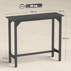 Black marble-effect bar table with open lower shelf and sturdy metal legs