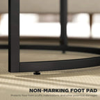 Non-marking foot pad on black nesting table leg