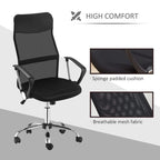 Black mesh office chair with sponge-padded cushion and breathable back