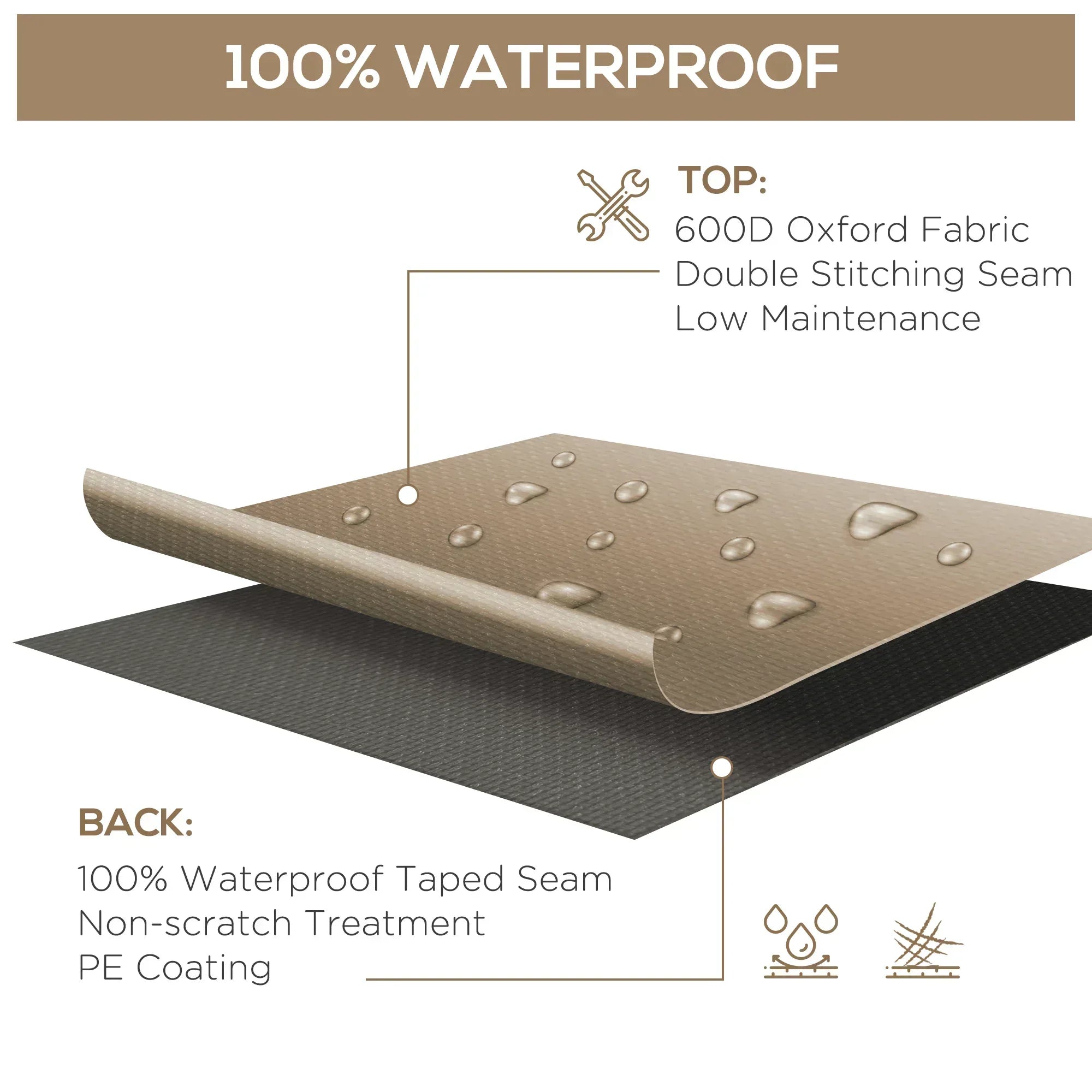 600D Oxford Patio Garden Furniture Dining Table Chair Set Cover Water Protector Waterproof Anti-UV – Beige - Bobobiy