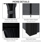 Gazebo curtains with hook-and-loop strap, double zipper, hanging loop, and base holes