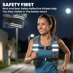 Grey weighted vest with wide reflective stripes and secure front chest strap