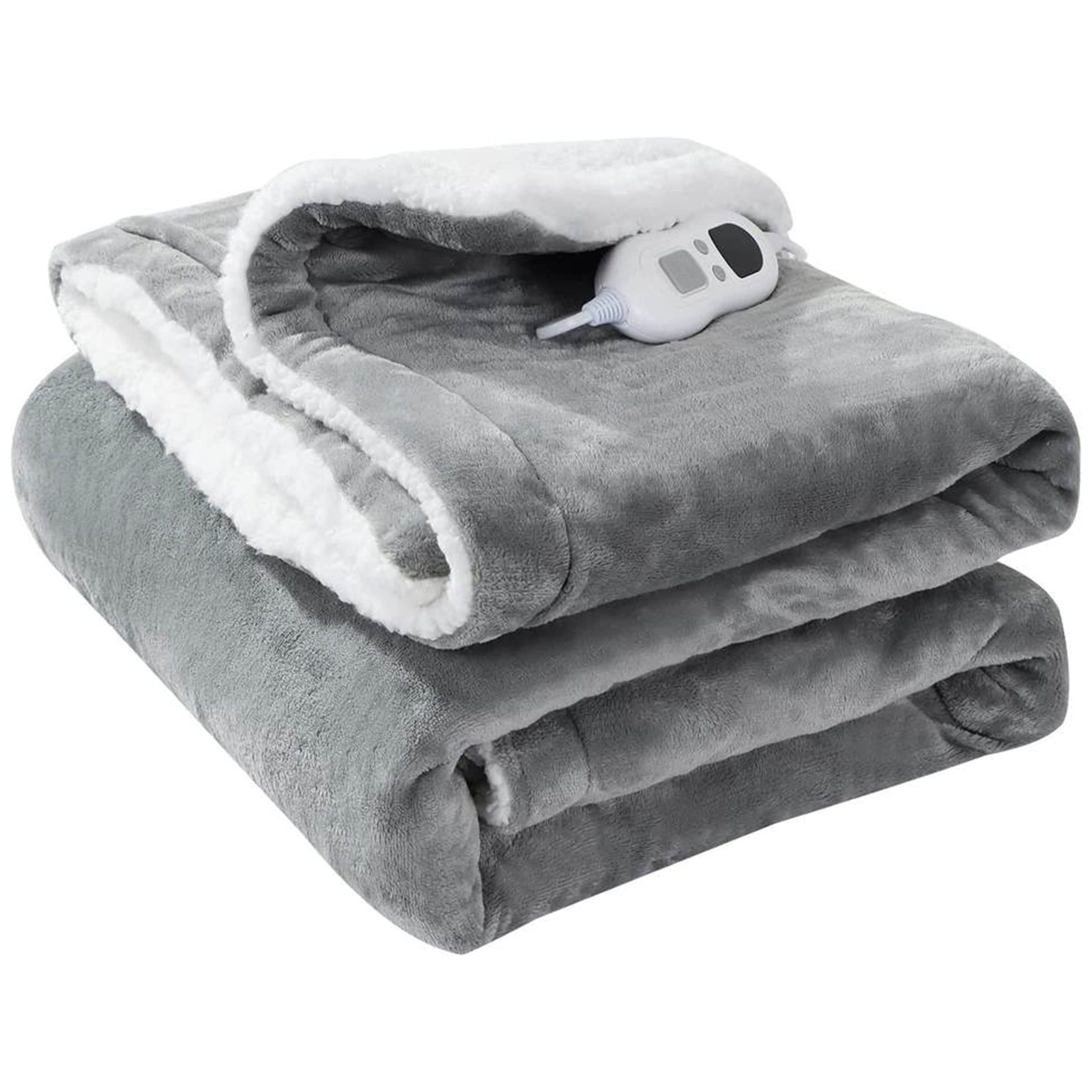Ultra Soft Double Layer Electric Heated Throw Blanket with Adjustable Heat Settings & Overheat Protection