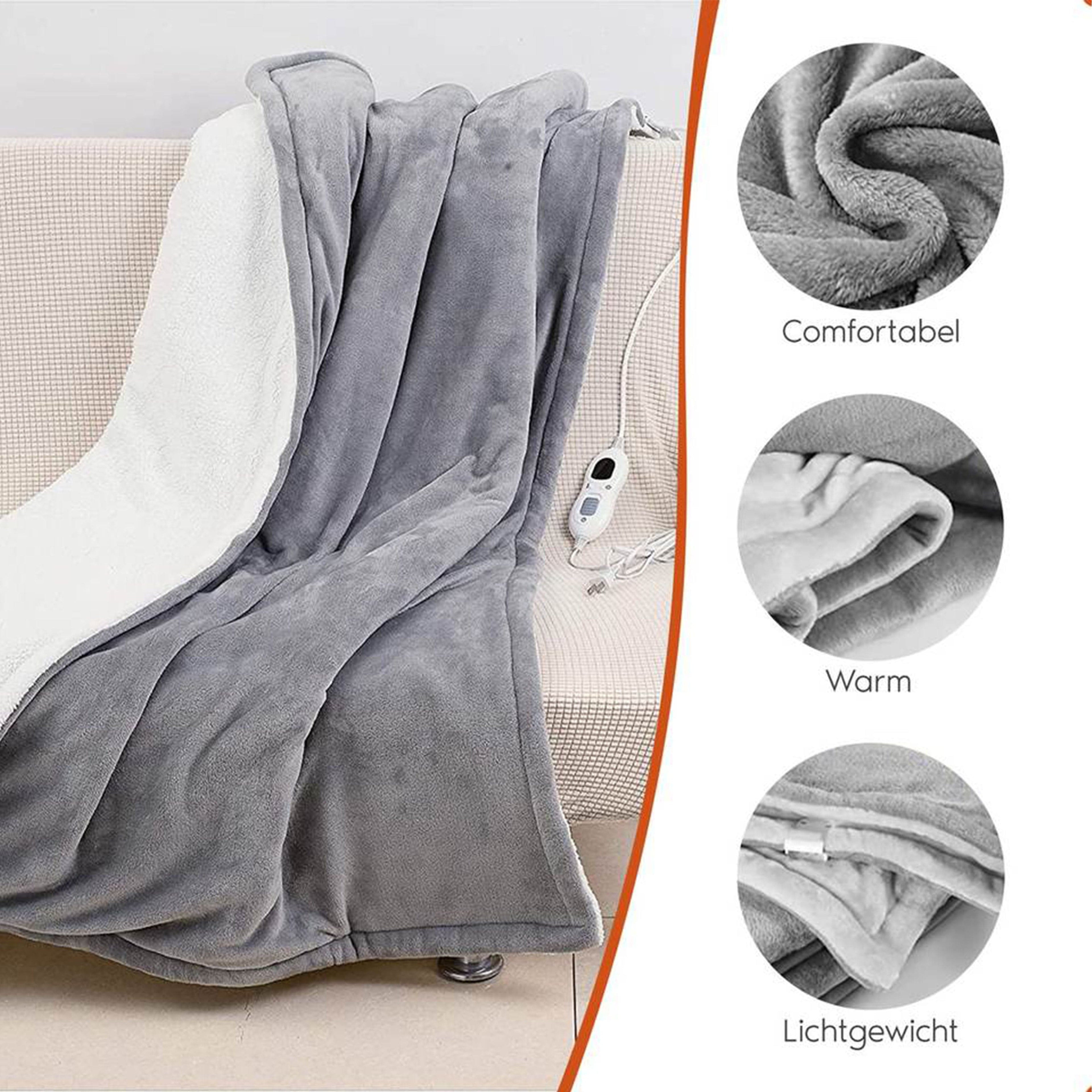 Ultra Soft Double Layer Electric Heated Throw Blanket with Adjustable Heat Settings & Overheat Protection