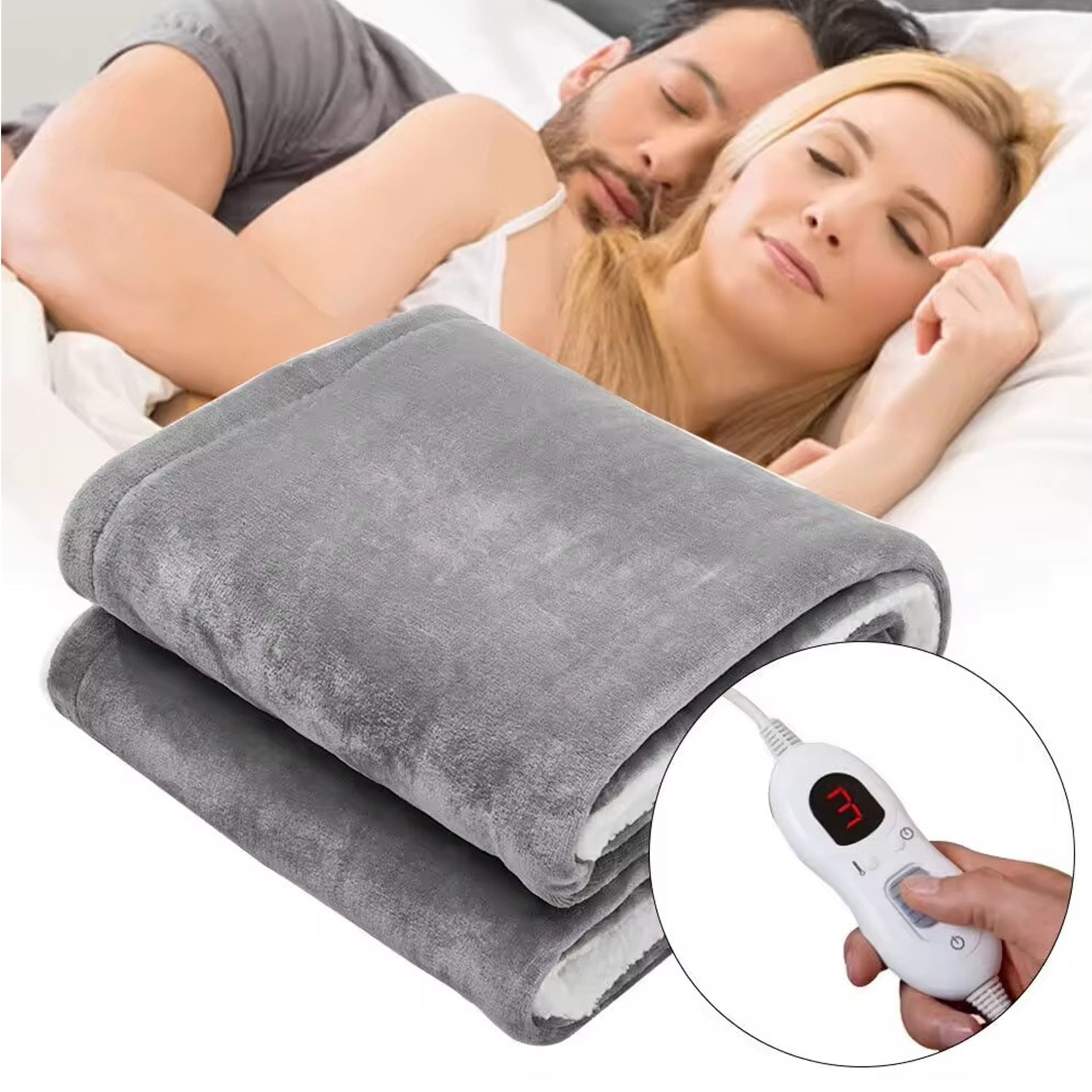 Ultra Soft Double Layer Electric Heated Throw Blanket with Adjustable Heat Settings & Overheat Protection