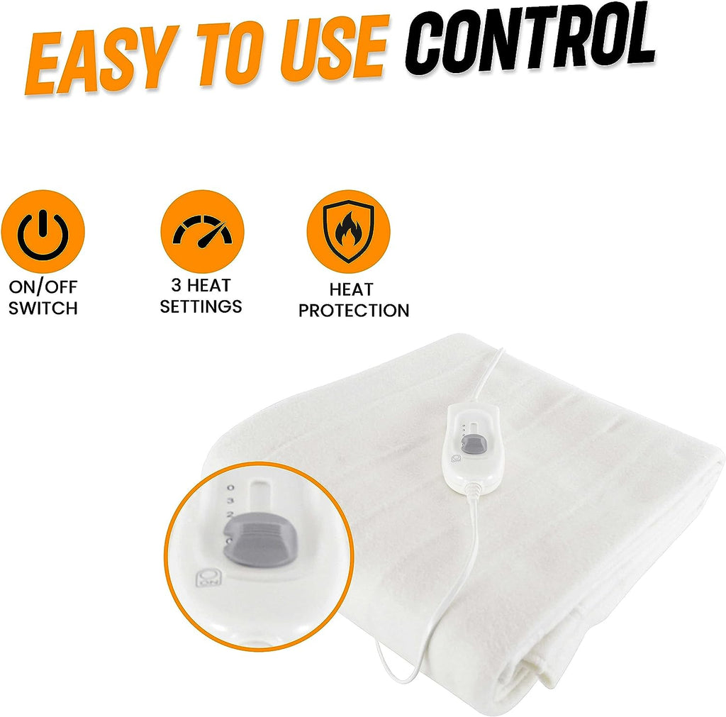 Ultra Soft Electric Heated Underblanket with with Adjustable Heat Settings & Overheat Protection in Single Double King Sizes