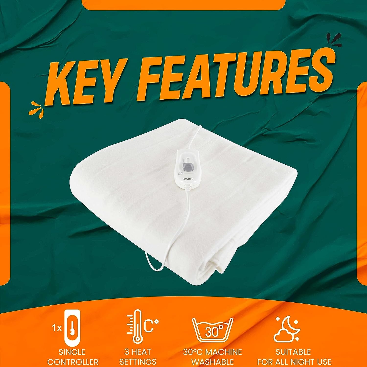 Ultra Soft Electric Heated Underblanket with with Adjustable Heat Settings & Overheat Protection in Single Double King Sizes