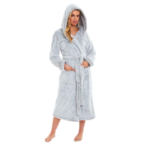 ultra-soft-velvet-touch-women-s-hooded-fleece-bathrobes-cozy-plush-snuggle-dressing-gowns-for-lounging-spa-gym-hotel-multiple-sizes-and-colors-by-daisy-dreamer-grey-shimmer-8-10-robe - Bobobiy