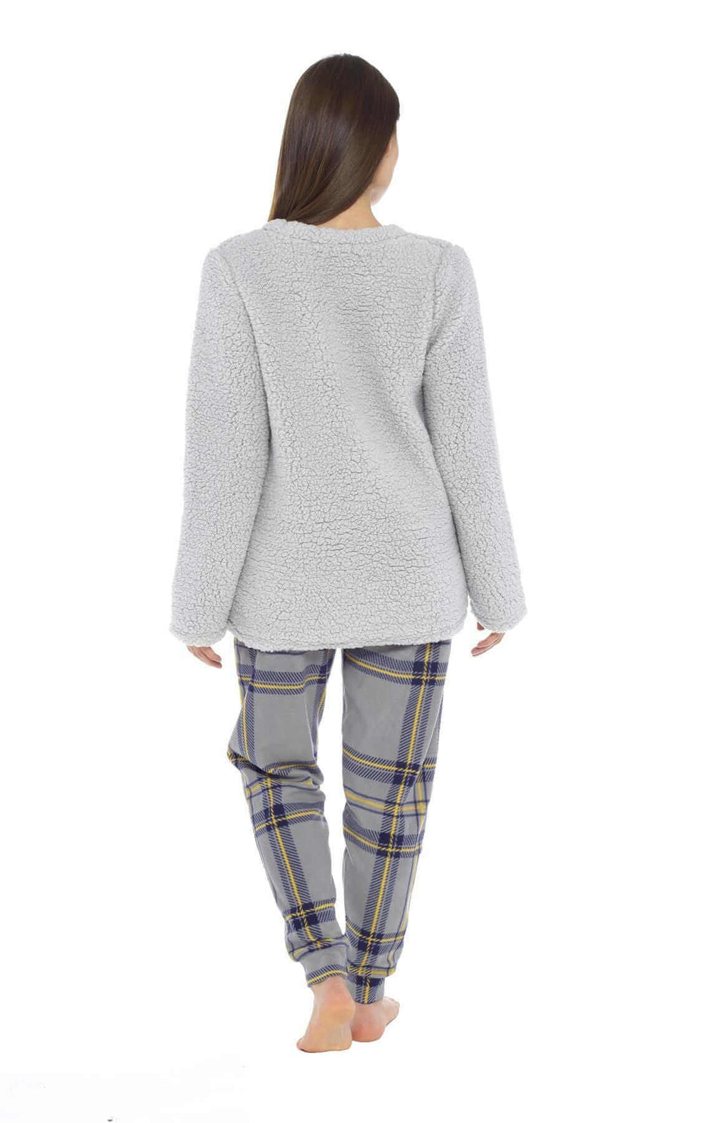 Ultra Soft Women's Teddy Fleece Pyjama Set Cozy Penguin Design Super Warm Sleepwear with Elasticated Waistband for Cold Nights