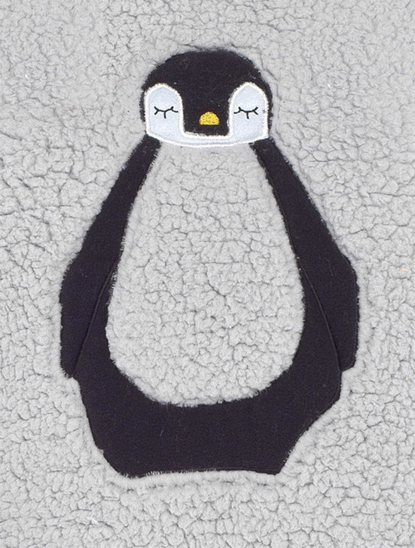 Ultra Soft Women's Teddy Fleece Pyjama Set Cozy Penguin Design Super Warm Sleepwear with Elasticated Waistband for Cold Nights