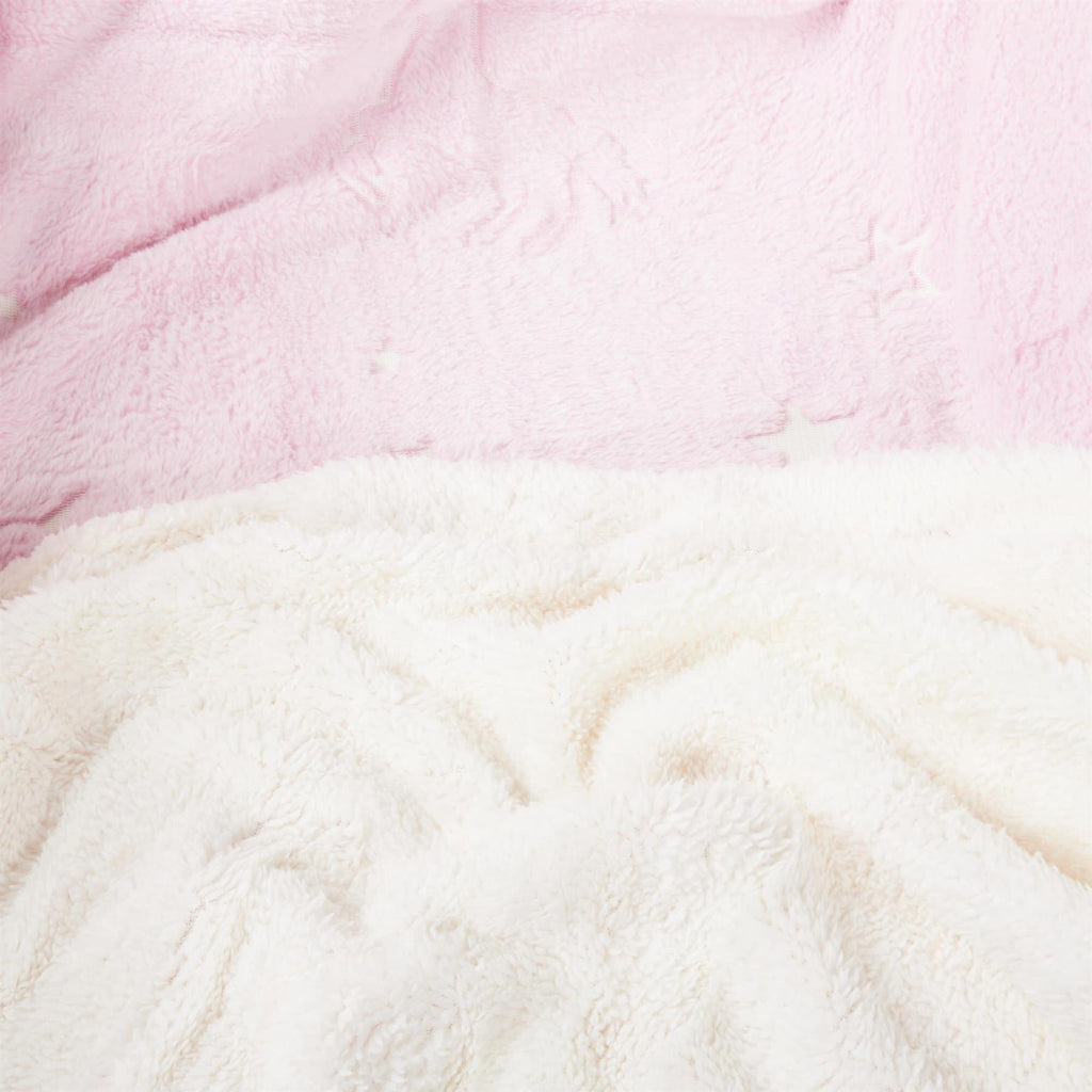 Unicorn Glow in the Dark Teddy Fleece Duvet Set for Kids Girls Magical Bedtime Bedding Warm and Cosy OEKO-TEX Certified Pink