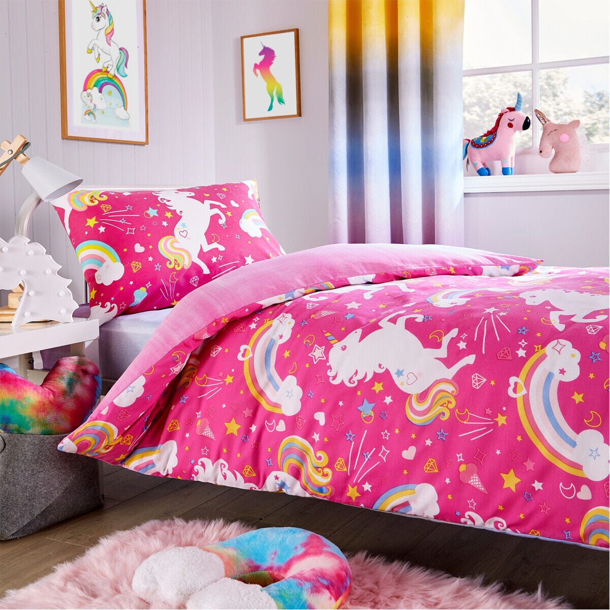 Unicorn Rainbow Kids Duvet Set Magical Unicorn Bedding for Children Vibrant Cotton Blend Single and Double Sizes