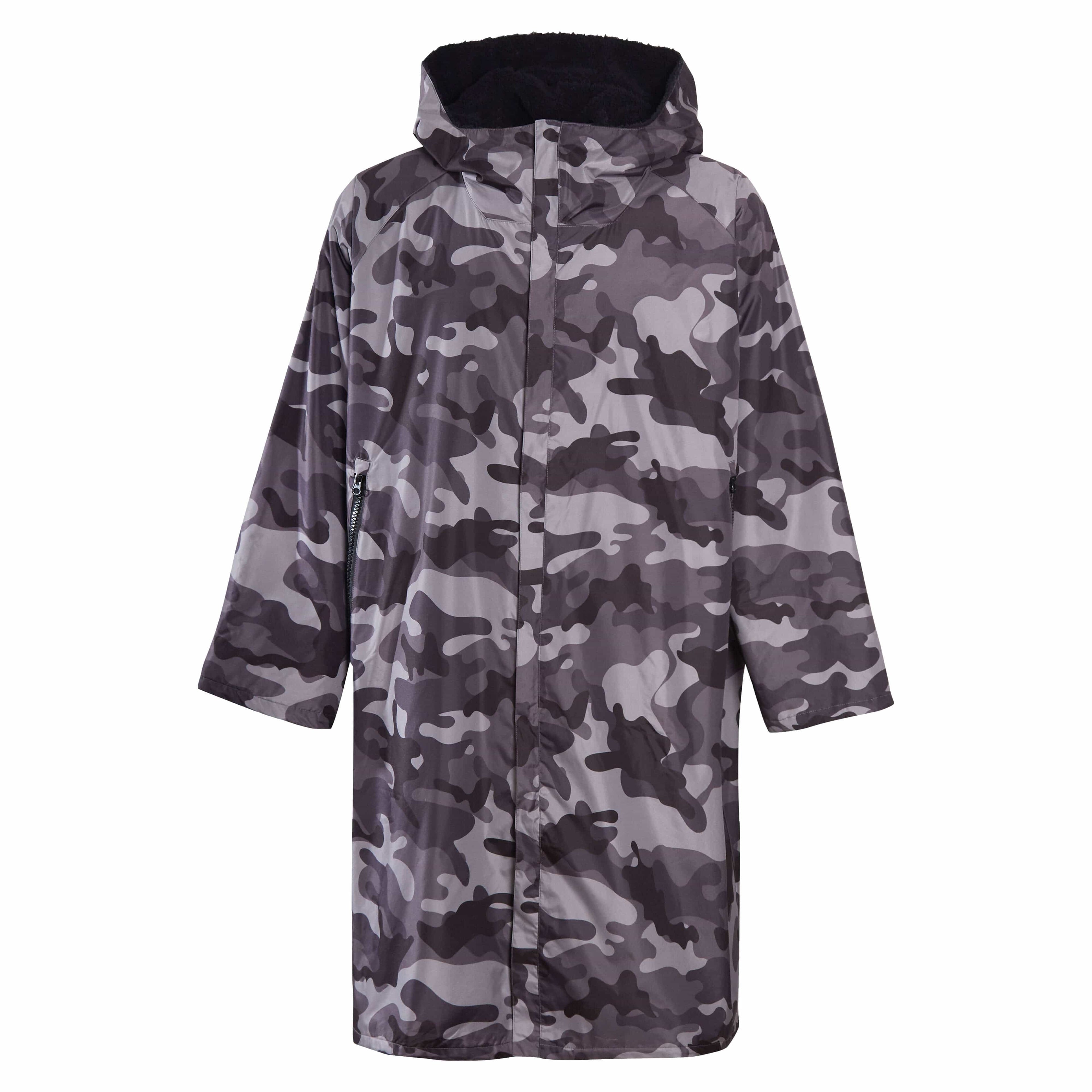 Unisex Adults Waterproof Windproof Changing Robe Hooded Outdoor Coat for Beach Swimming Surfing Warm Fleece Lining