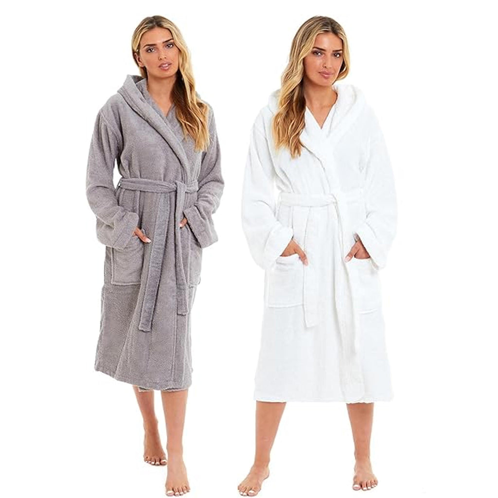 Unisex Bamboo Hooded Dressing Gown Super Soft Towelling Bath Robe for Men & Women