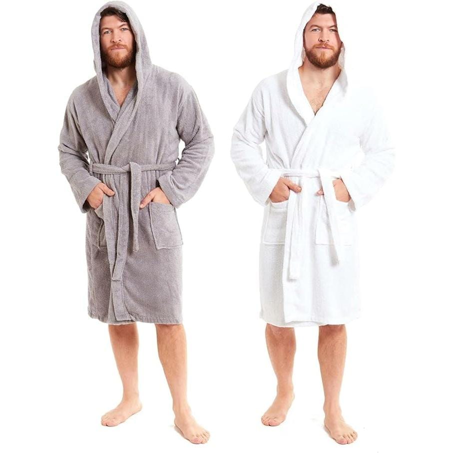 Unisex Bamboo Hooded Dressing Gown Super Soft Towelling Bath Robe for Men & Women