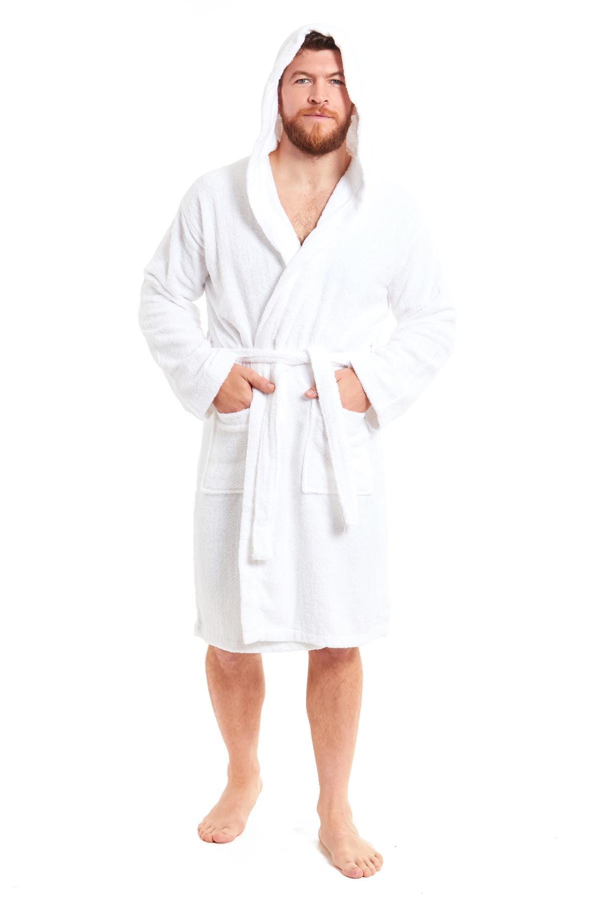 Unisex Bamboo Hooded Dressing Gown Super Soft Towelling Bath Robe for Men & Women