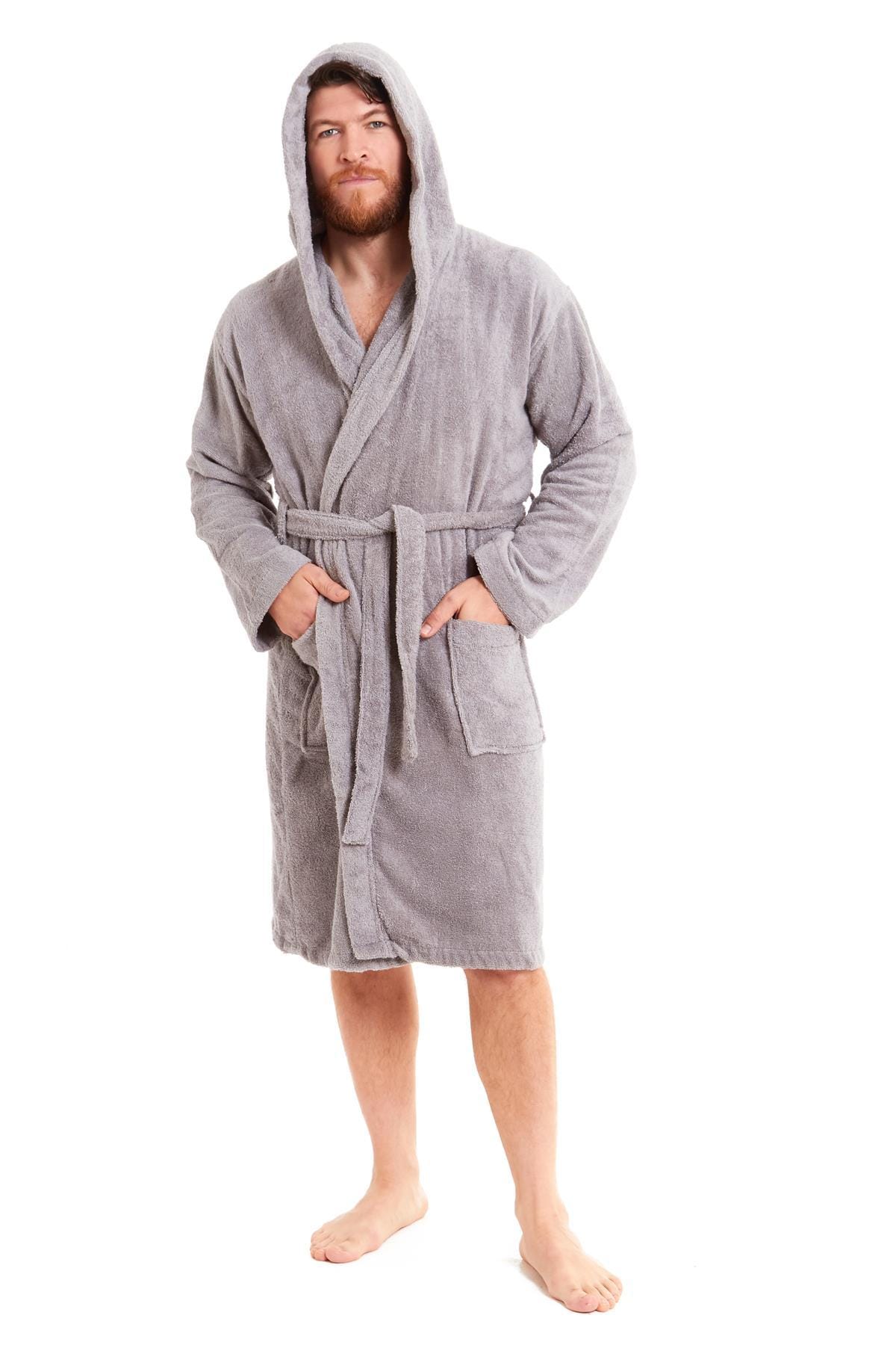 Unisex Bamboo Hooded Dressing Gown Super Soft Towelling Bath Robe for Men & Women