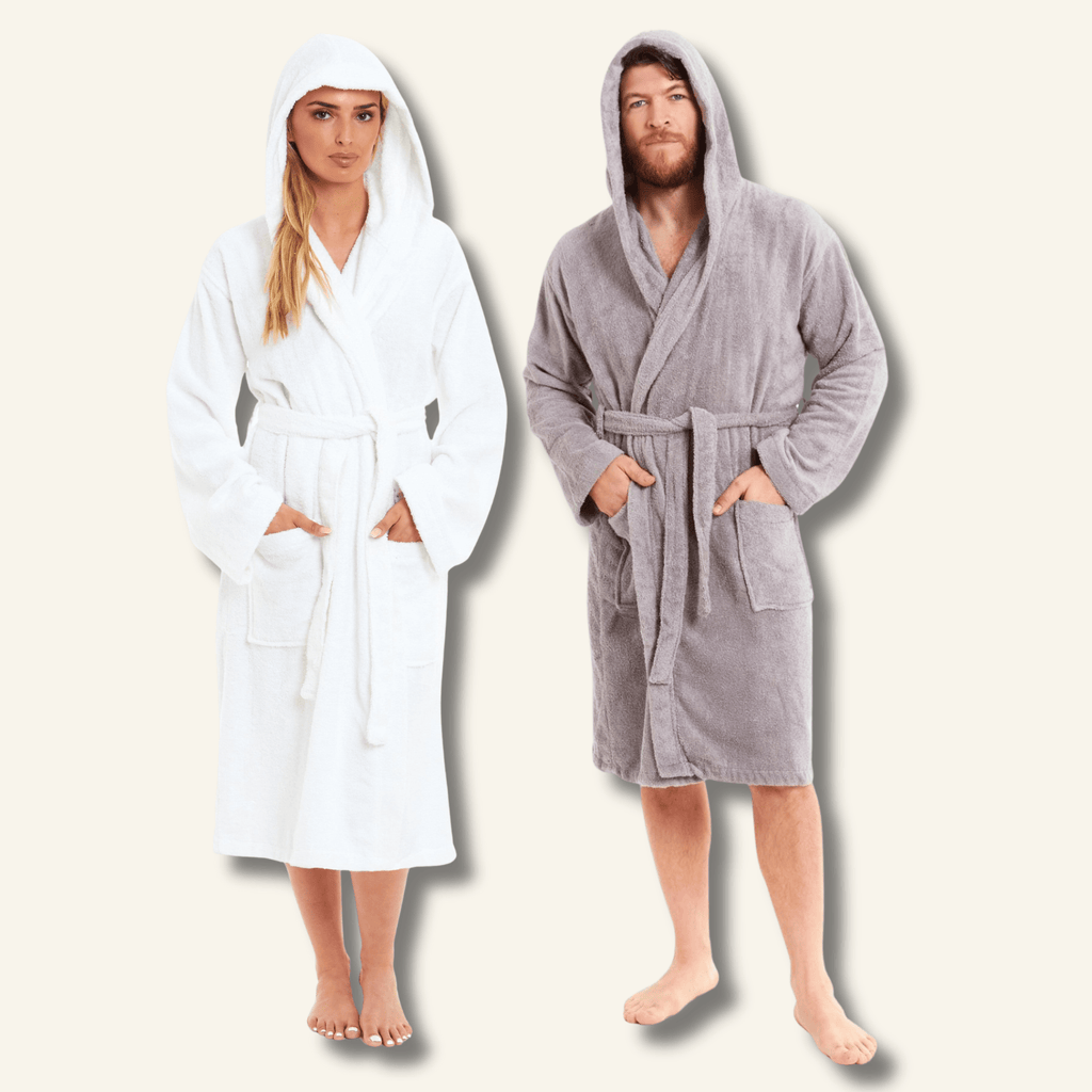 Unisex Bamboo Hooded Dressing Gown Super Soft Towelling Bath Robe for Men & Women