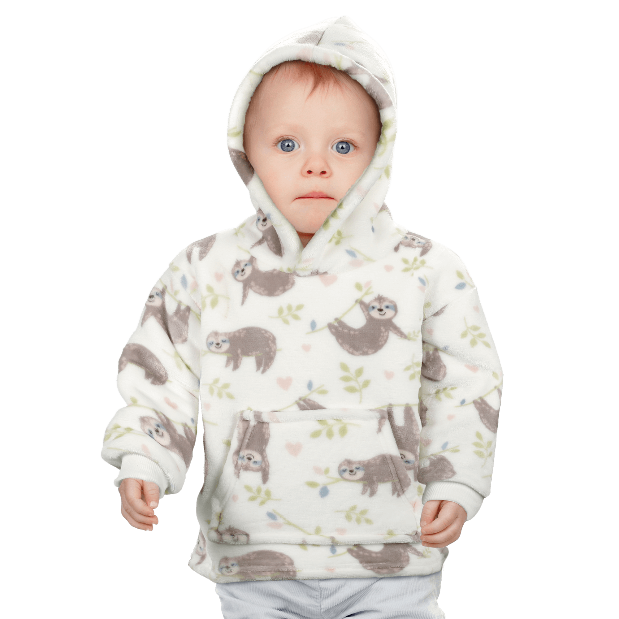 Unisex Safari and Sloth Hoodie Blanket for Infants 0-2 Years Ultra Soft Cozy Wearable Blanket with Spacious Pocket for Boys and Girls