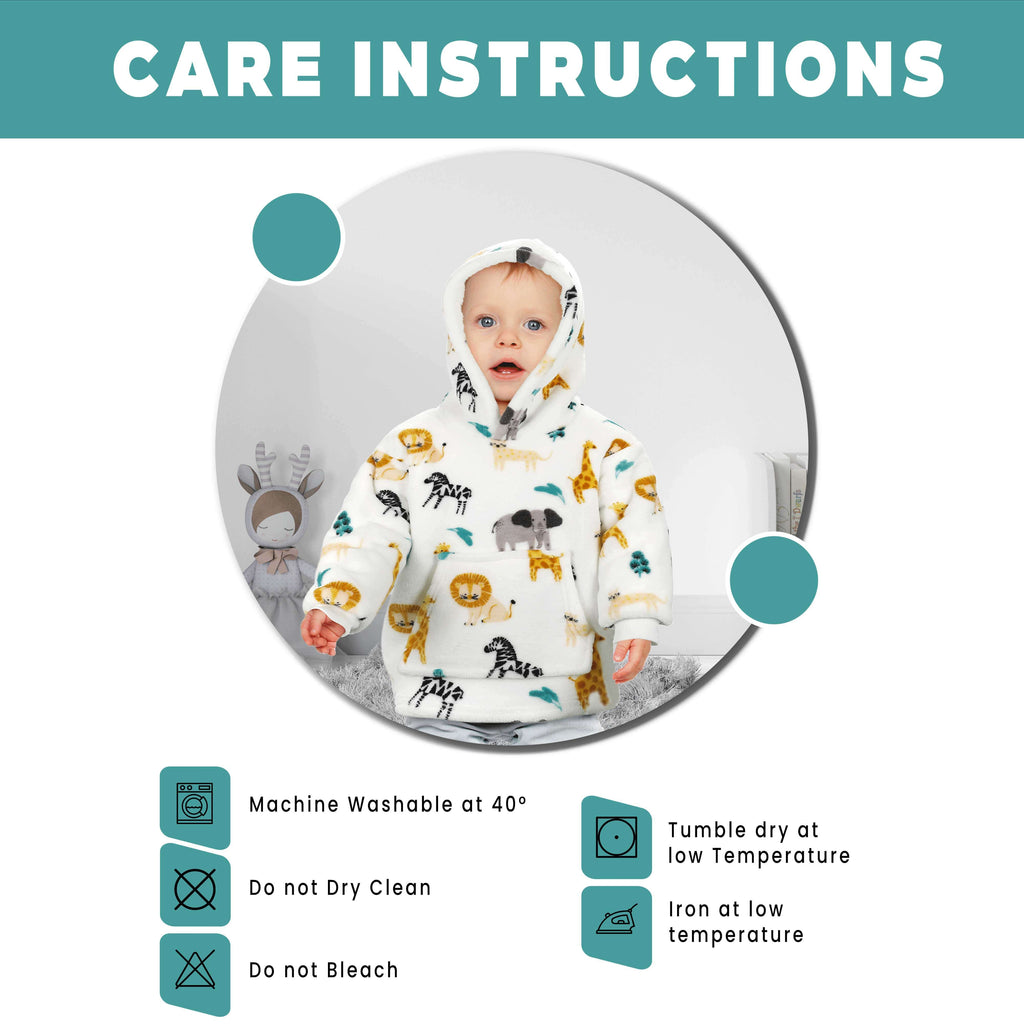 Unisex Safari and Sloth Hoodie Blanket for Infants 0-2 Years Ultra Soft Cozy Wearable Blanket with Spacious Pocket for Boys and Girls