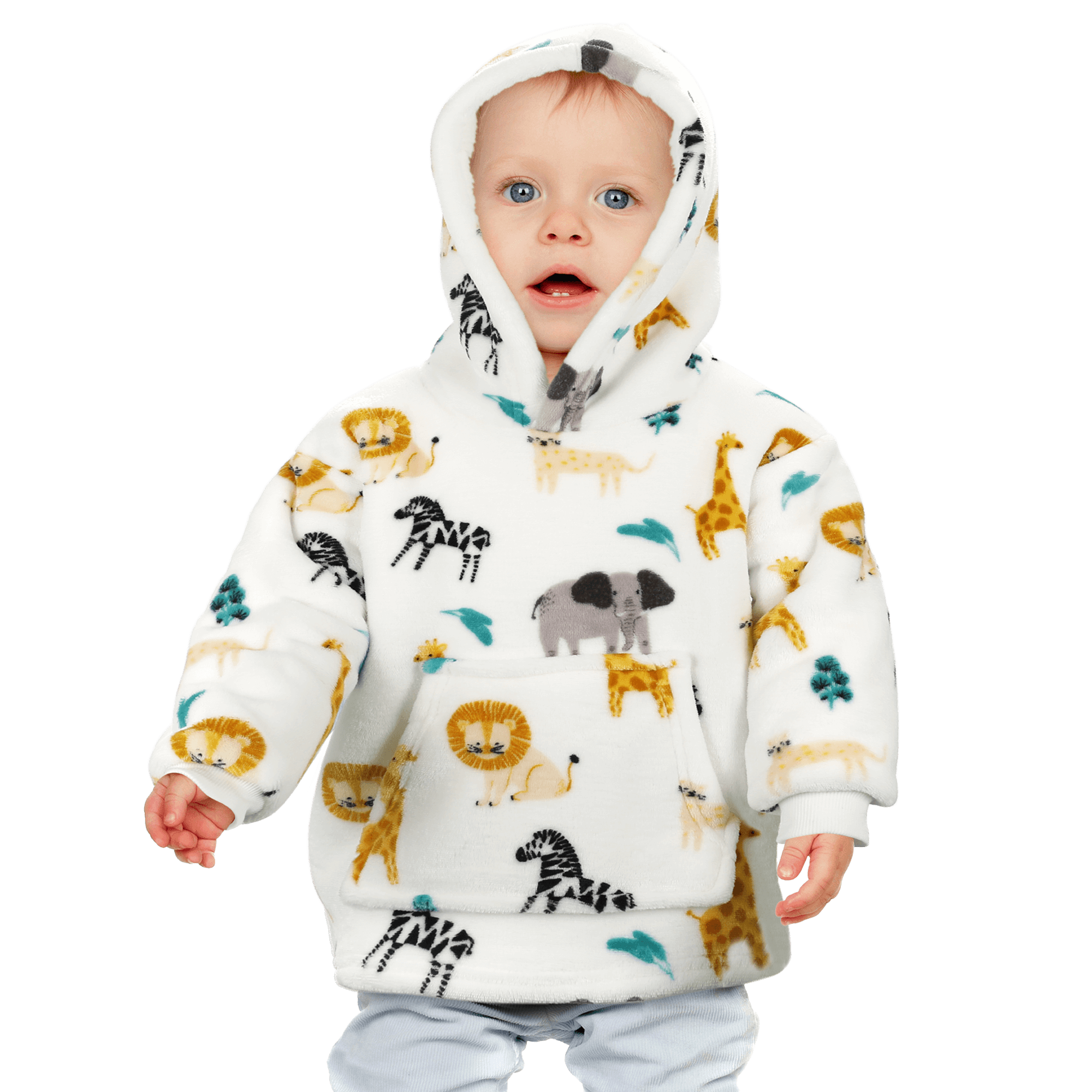 Unisex Safari and Sloth Hoodie Blanket for Infants 0-2 Years Ultra Soft Cozy Wearable Blanket with Spacious Pocket for Boys and Girls