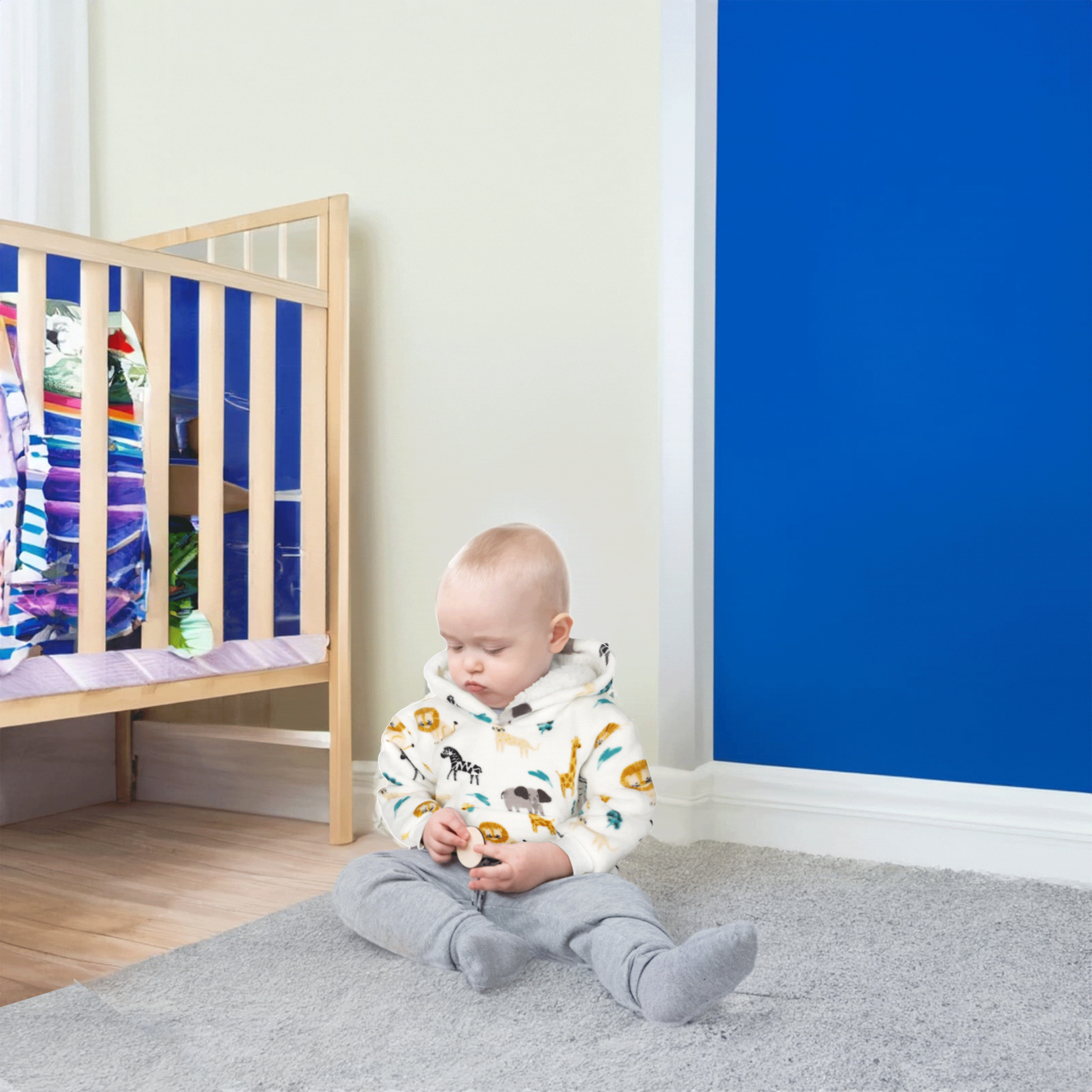 Unisex Safari and Sloth Hoodie Blanket for Infants 0-2 Years Ultra Soft Cozy Wearable Blanket with Spacious Pocket for Boys and Girls