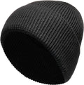 Unisex Wool Knit Beanie for Men and Women Warm Insulated Windproof Hat with Turn-Up Cuff Classic Black Grey Winter Cap for Outdoor Activities