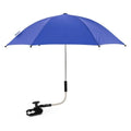 Baby parasol umbrella, royal blue canopy on silver pole with stroller clamp