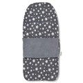 Universal summer footmuff in dark grey with white star pattern and grey middle band
