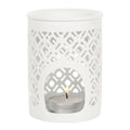 White Matte Lattice Cut Oil Burner - Bobobiy